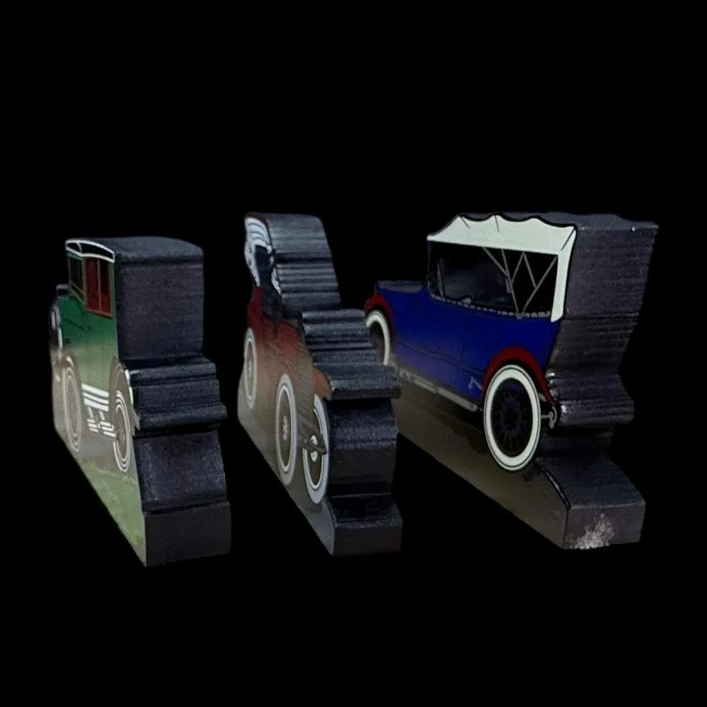 Antique Car 1916 Springdale 1904 Sunday Drive Shelia's Wooden Decor 2000‎ 3pcs
